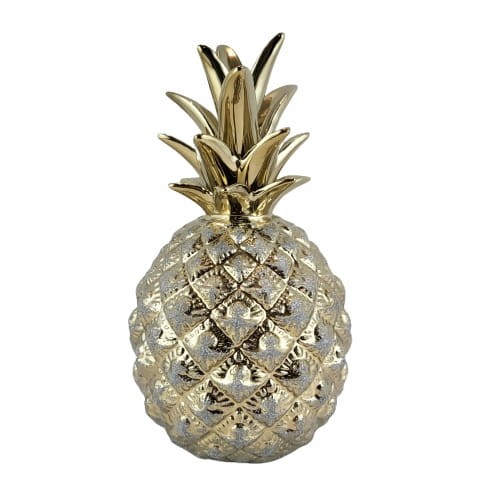 FIGURKA ANANAS DEKORACYJNY ZŁOTY PRZECIERANY 19,5CM