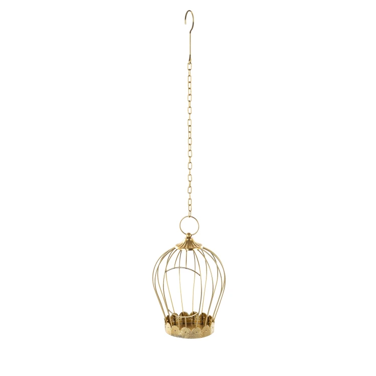 LAMPION METALOWY ZŁOTY WISZĄCY 80x19x19cm