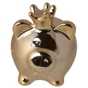 SKARBONKA ŚWINKA ZŁOTA Z KORONĄ ŚREDNIA 15CM