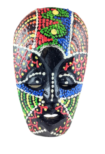 DREWNIANA MASKA KOLOROWA 15 CM