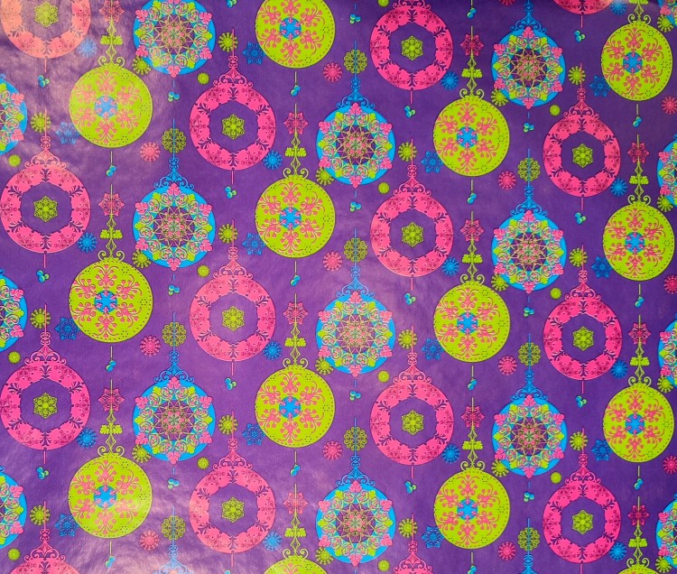 OZDOBNY PAPIER PREZENTOWY ŚWIĄTECZNY BOMBKI 70X600CM