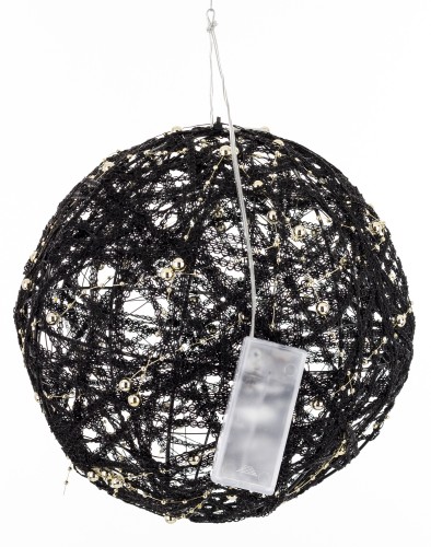 ŚWIĄTECZNA OZDOBNA CZARNA KULA LED 25CM