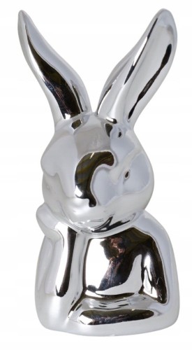 KRÓLIK CERAMICZNY SREBRNY 13X7X6 CM