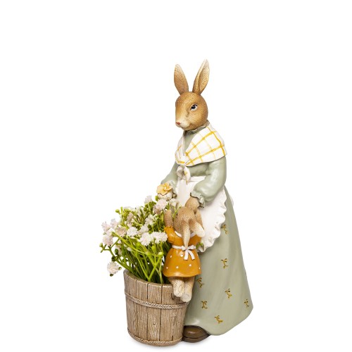 Figurka Wielkanocna Zające z Koszem Kwiatów