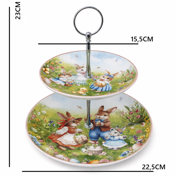 PATERA DWUPOZIOMOWA WIELKANOCNA ZAJĄCZKI PREZENT 23CM