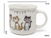 KUBEK CERAMICZNY 400ML Z KOTAMI 9x13CM PREZENT DLA KOCIARY