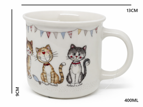 KUBEK CERAMICZNY 400ML Z KOTAMI 9x13CM PREZENT DLA KOCIARY