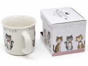 KUBEK CERAMICZNY 400ML Z KOTAMI 9x13CM PREZENT DLA KOCIARY