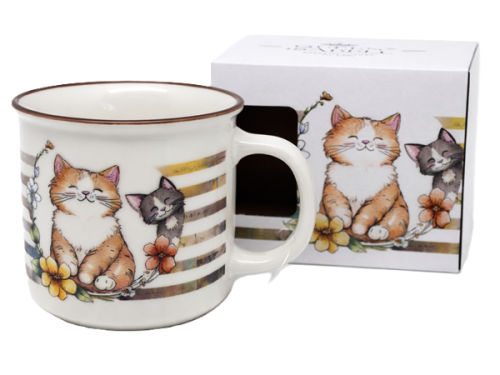 KUBEK CERAMICZNY 400ML KOTKI 9x13CM PREZENT DLA KOCIARY