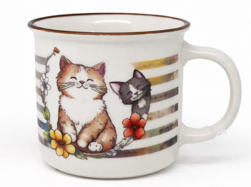 KUBEK CERAMICZNY 400ML KOTKI 9x13CM PREZENT DLA KOCIARY