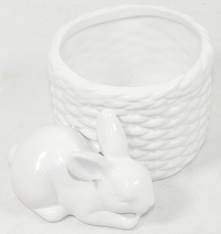 OSŁONKA ZAJĄCZEK BIAŁA CERAMIKA WIELKANOC 11,5x16CM
