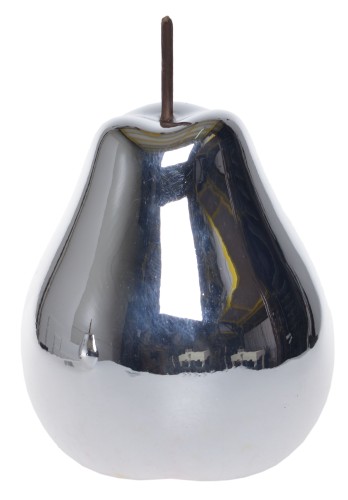 GRUSZKA ceramiczna SREBRNA ŚREDNIA 12X12X17 CM
