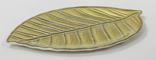 PODSTAWKA/patera SZKLANA ZŁOTY LIŚĆ 1,5x31x20,5