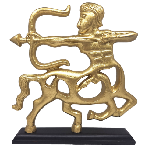 FIGURKA DEKORACYJNA STRZELEC ALUMINIUM PLUS DREWNO