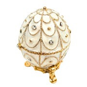 Ekskluzywna Szkatułka Jajo Fabergé Metalowa z Kryształkami 5,5 × 6,5 cm