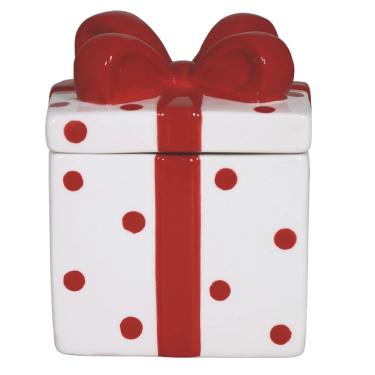 PUZDERKO CERAMICZNE PREZENT BIAŁO-CZERWONY 9,5X9,5X12cm