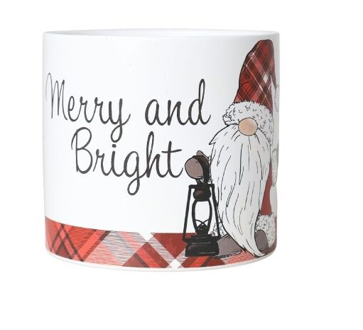 OSŁONKA CERAMICZNA ŚWIĄTECZNA MERRY AND BRIGHT SKRZAT 12,5x12,5x11,5cm