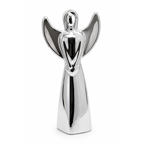 ANIOŁ CERAMICZNY SREBRNY 10,2x6,5x23 cm